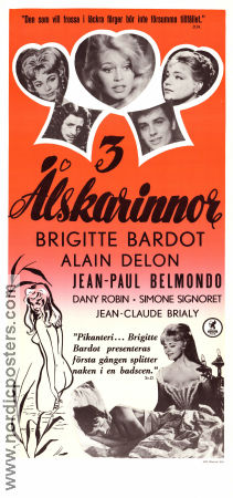 3 älskarinnor 1961 poster Jean-Paul Belmondo Philippe Noiret Dany Robin Brigitte Bardot Michel Boisrond