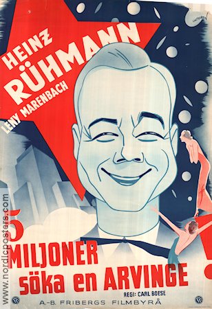 5 miljoner söka en arvinge 1938 poster Heinz Rühmann Leny Marenbach Carl Boese Filmbolag: UFA