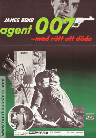 Agent 007 med rätt att döda 1962 poster Sean Connery Ursula Andress Terence Young Text: Ian Fleming Agenter