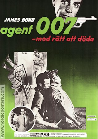 Agent 007 med rätt att döda 1962 poster Sean Connery Ursula Andress Terence Young Text: Ian Fleming