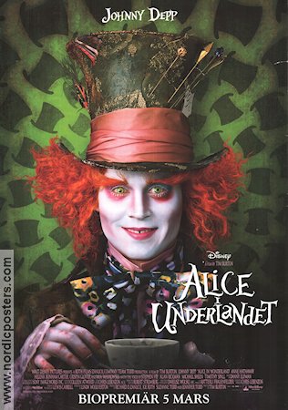 Alice i underlandet 2010 poster Johnny Depp Mia Wasikowska Helena Bonham Carter Tim Burton 3-D