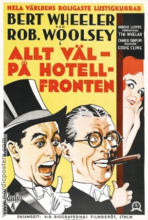Allt väl på hotellfronten 1930 poster Bert Wheeler Rob Woolsey