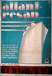 Atlantresan 1933 poster George Brent Zita Johann Skepp och båtar Resor Art Deco
