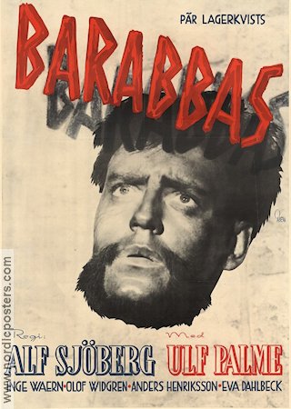 Barabbas 1953 poster Ulf Palme Inge Waern Alf Sjöberg Text: Pär Lagerkvist Religion