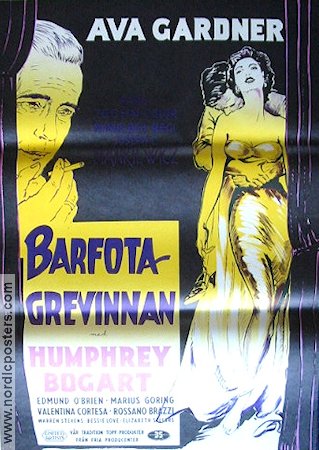 Barfotagrevinnan 1954 poster Humphrey Bogart Ava Gardner Joseph L Mankiewicz Rökning