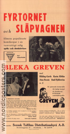 Bleka greven 1937 poster Carl Schenström Harald Madsen Fyrtornet och Släpvagnen Fy og Bi Karin Albihn Gösta Rodin