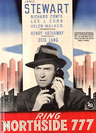 Call Northside 777 1948 poster James Stewart Henry Hathaway Telefoner Film Noir