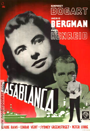 Casablanca 1942 poster Ingrid Bergman Humphrey Bogart Paul Henreid Peter Lorre Michael Curtiz Hitta mer: Nazi