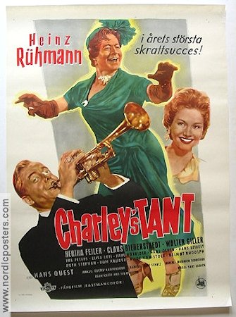 Charleys tant 1956 poster Heinz Rühmann Instrument