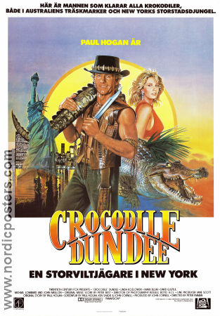 Crocodile Dundee 1986 poster Paul Hogan Linda Kozlowski John Meillon Peter Faiman Filmen från: Australia