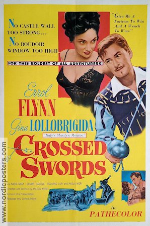 Crossed Swords 1953 poster Errol Flynn Gina Lollobrigida