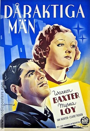 Dåraktiga män 1936 poster Warner Baxter Myrna Loy