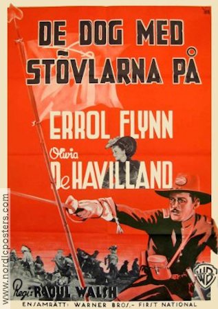 De dog med stövlarna på 1941 poster Errol Flynn Olivia de Havilland