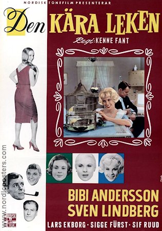 Den kära leken 1959 poster Bibi Andersson Lars Ekborg Sif Ruud Kenne Fant