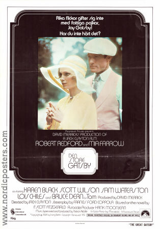 Den store Gatsby 1974 poster Robert Redford Mia Farrow Bruce Dern Jack Clayton Text: F Scott Fitzgerald Romantik