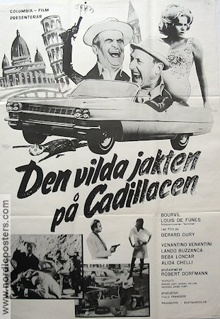 Den vilda jakten på Cadillacen 1965 poster Louis de Funes Bourvil Venantino Venantini Gérard Oury Bilar och racing