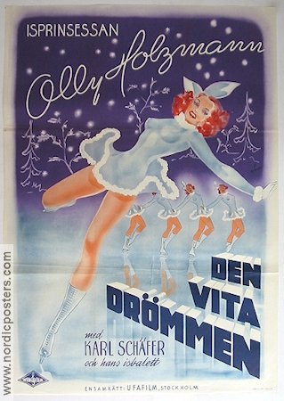 Den vita drömmen 1944 poster Ally Holzmann Vintersport