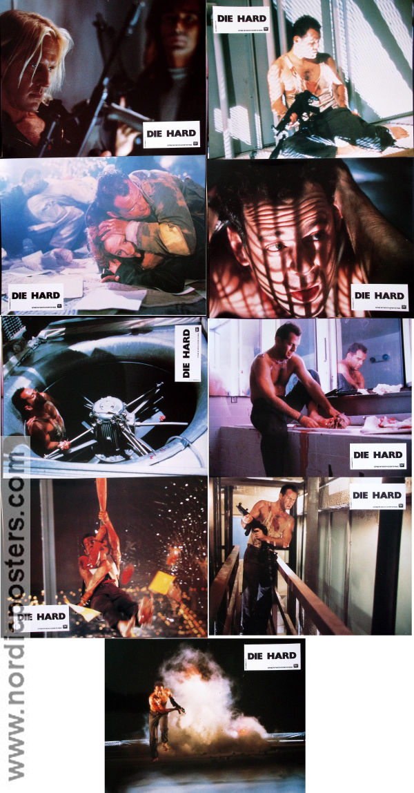 Die Hard 1988 lobbykort Bruce Willis Alan Rickman Bonnie Bedelia John McTiernan