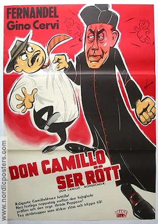 Don Camillo ser rött 1962 poster Fernandel Politik