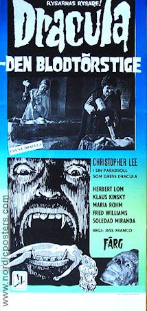 Dracula den blodtörstige 1970 poster Christopher Lee Herbert Lom Klaus Kinski Jesus Franco