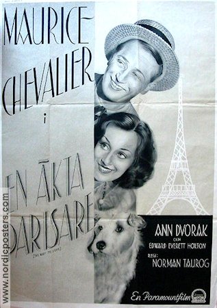 En äkta Parisare 1934 poster Maurice Chevalier Ann Dvorak