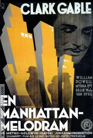 En Manhattanmelodram 1934 poster Clark Gable William Powell Myrna Loy