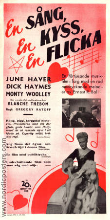 En sång en kyss en flicka 1944 poster June Haver Gregory Ratoff Musikaler
