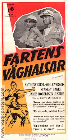 Fartens våghalsar 1956 poster Anthony Steel Odile Versois Stanley Baker Ralph Thomas Bilar och racing