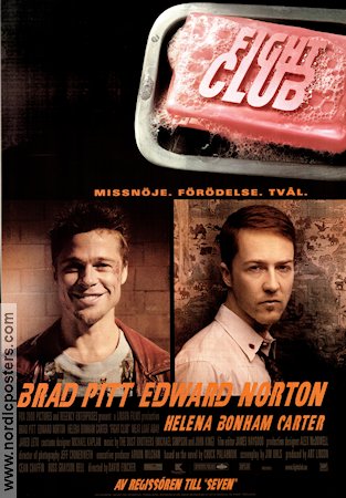 Fight Club 1999 poster Brad Pitt Edward Norton Meat Loaf Helena Bonham Carter Kultfilmer