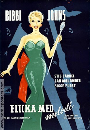 Flicka med melodi 1954 poster Bibi Johns