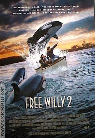 Free Willy 2 1995 poster Jason James Richter Fiskar och hajar