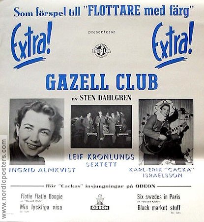 Gazell Club 1954 poster Cacka Israelsson Ingrid Almkvist Leif Kronlunds sextett