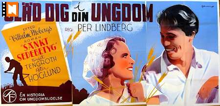 Gläd dig i din ungdom 1939 poster Birgit Tengroth Peter Höglund Text: Vilhelm Moberg Eric Rohman art