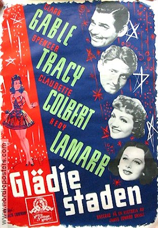 Glädjestaden 1941 poster Clark Gable Spencer Tracy Claudette Colbert Hedy Lamarr