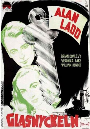 Glasnyckeln 1942 poster Alan Ladd Veronica Lake