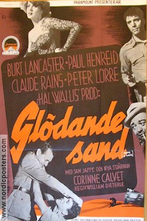 Glödande sand 1950 poster Burt Lancaster Paul Henreid