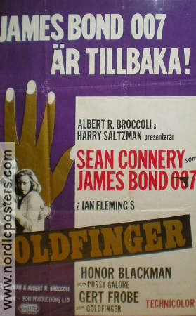 Goldfinger 1964 poster Sean Connery Honor Blackman Gert Fröbe Guy Hamilton Affischen från: Finland
