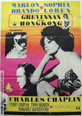 Grevinnan från Hong Kong 1967 poster Marlon Brando Sophia Loren Tippi Hedren Charles Chaplin
