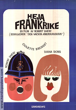 Heja Frankrike 1965 poster Robert Dhéry Diana Dors Konstaffischer