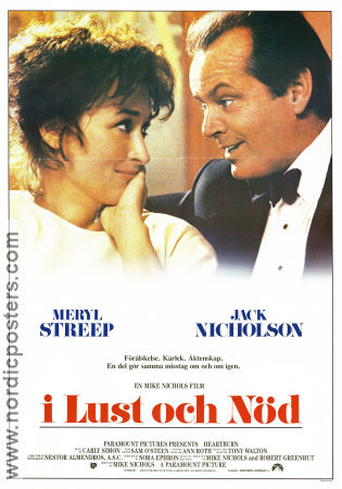 I lust och nöd 1986 poster Meryl Streep Jack Nicholson Mike Nichols Text: Nora Ephron