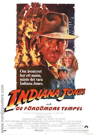 Indiana Jones och de fördömdas tempel 1984 poster Harrison Ford Kate Capshaw Ke Huy Quan Steven Spielberg Hitta mer: Indiana Jones Äventyr matinée