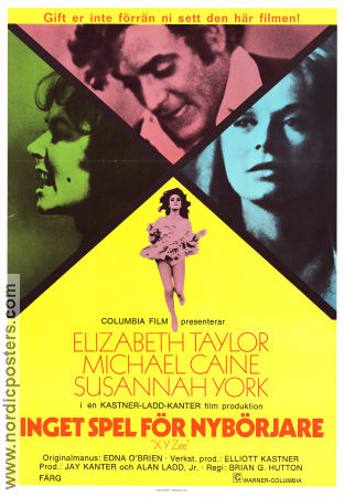 Inget spel för nybörjare 1972 poster Elizabeth Taylor Michael Caine Susannah York Brian G Hutton
