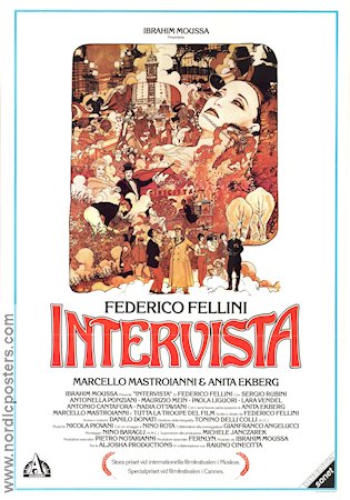 Intervista 1987 poster Marcello Mastroianni Anita Ekberg Sergio Rubini Antonella Ponziani Maurizio Mein Federico Fellini