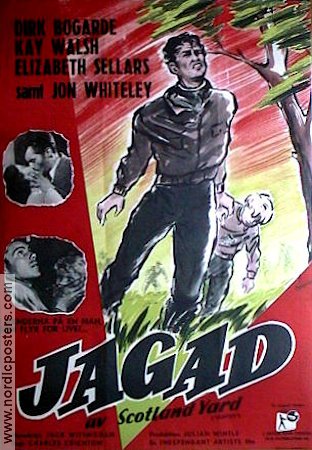 Jagad av Scotland Yard 1952 poster Dirk Bogarde Jon Whiteley Elizabeth Sellars Charles Crichton Poliser Film Noir