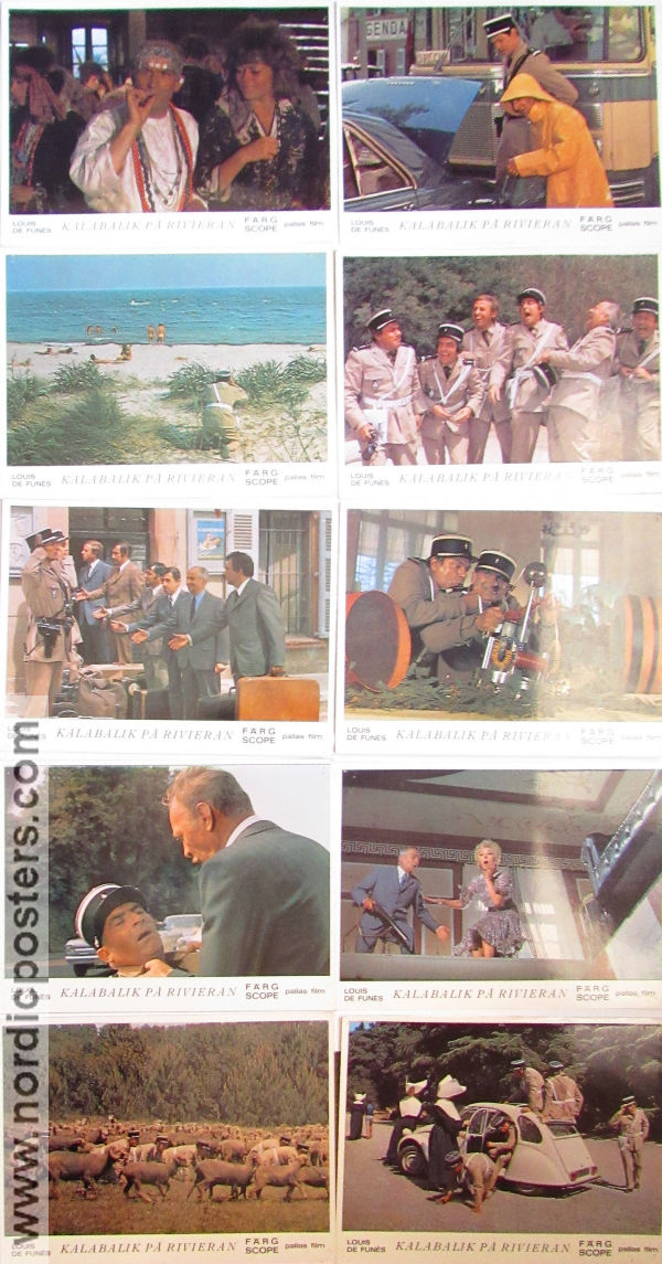 Kalabalik på Rivieran 1970 lobbykort Louis de Funes Jean Lefebvre Guy Grosso Jean Girault