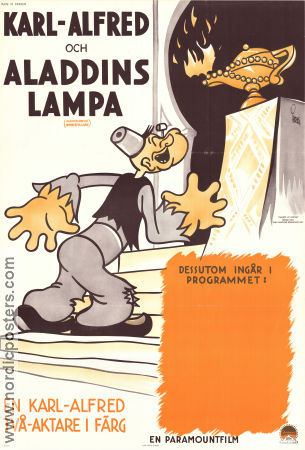 Karl-Alfred och Aladdins lampa 1939 poster Jack Mercer Dave Fleischer Animerat