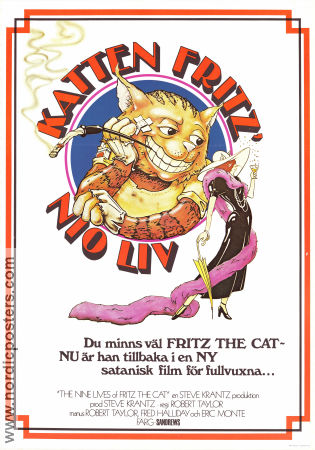 Katten Fritz nio liv 1974 poster Skip Hinnant Robert Taylor Affischkonstnär: Robert Crumb Från serier Katter