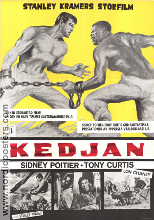 Kedjan 1958 poster Tony Curtis Sidney Poitier Lon Chaney Stanley Kramer