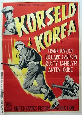 Korseld i Korea 1952 poster Frank Lovejoy Krig Asien
