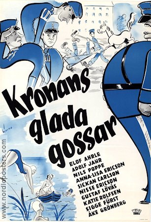 Kronans glada gossar 1952 poster Elof Ahrle Adolf Jahr Nils Poppe Rune Redig